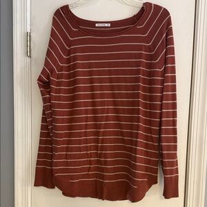 Pink Clover Rust and White Striped Sweater